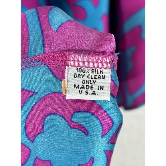 Alice & Trixie Blouse Womens Size M Silk Multicolor Geometric Top - Picture 6 of 11